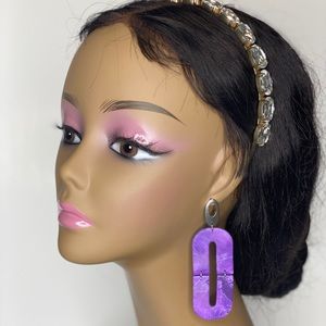 Handmade U Shape Purple Statement polymer clay Earrings